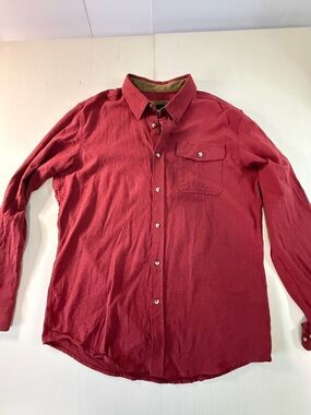 Men's Long-Sleeve Button-Down Shirt in Deep Red